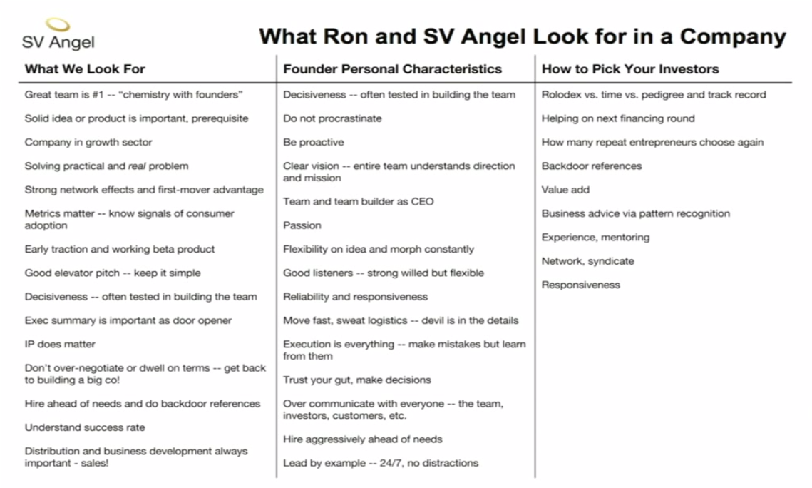 What Ron and SV Angel look for in a company
