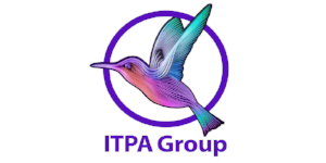 A logo with a colourful bird in a circle