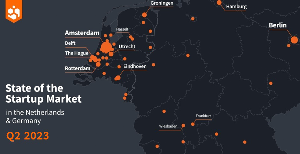 A map of startup hubs in the Netherlands and Germany